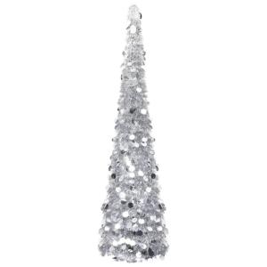 Künstlicher Pop-Up-Weihnachtsbaum Künstlicher Weihnachtsbaum Christbaum Tannenbaum Kunstbaum Weihnachten für Weihnachtsdeko Silber 150 cm PET