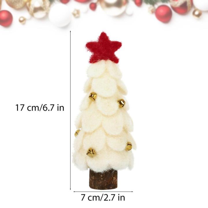 Mini-kerstboom, 17 cm, vilt met houten basis, kunstkerstversiering, miniatuur, dennenboom, tafeldecoratie, kleine kerstversiering, decoratie, geschenken, kerstdecoratie om te knuts