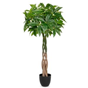120 cm grote , Pachira Aquatica, gelukskastanje, bonsai in pot, kunstplant als echte kamerplant, decoratieve plant, kunstboom voor kantoor, eetkamer, woonkamer decoratie
