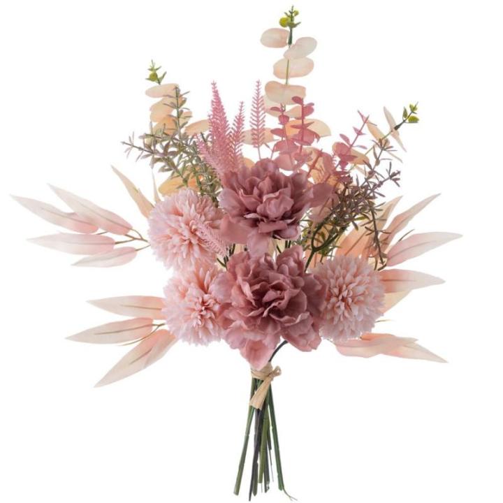 Kunstblumen Künstliche Pflanzen Blumen Deko Seidenblumen Hortensien Blumenarrangements Kernstück Hochzeit Blumenstrauß(Rouge)