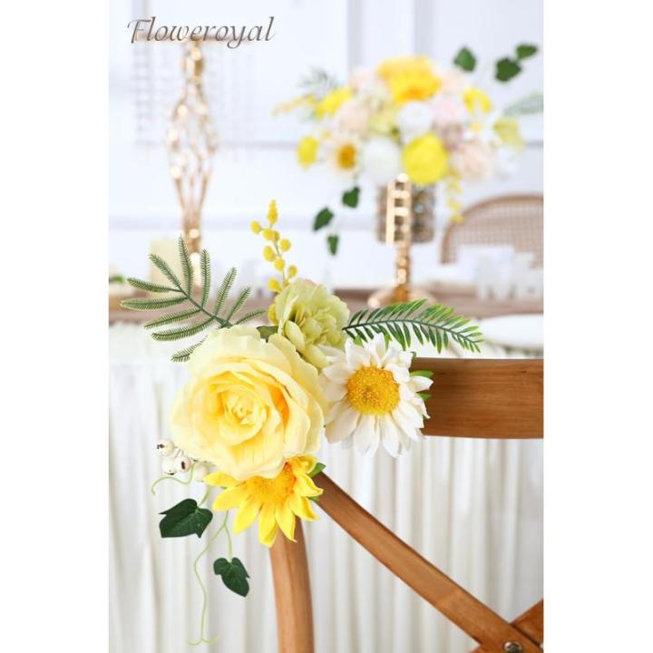 Künstliche Blumen Combo gelbe Blumen Mix Seidenblumen gefälschte Rosen mit Stielen für DIY Hochzeit Brautsträuße, Babyparty, Blumenarrangement, Tischdekoration, Heimdekoration