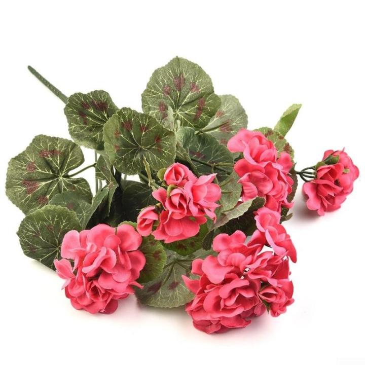 Künstliche Geranien, Blumen, künstliche Pflanze, Geranie, Busch, Blumen, künstliche Flora, Heimdekoration, Zubehör, künstliche Pflanzen (dunkelrosa)