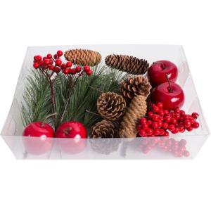 Weihnachts-Bastel-Mix Box mit Tanne, Apfel, Beeren und Zapfen (Kunstblumen/Kunstzweige)