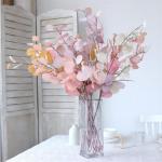Eukalyptus-Stiele, künstliche Eukalyptusblätter, Stiele, künstliche Blumen für Zuhause, Büro, Blumenstrauß, Tafelaufsatz, Hochzeitsdekoration, Weihnachten (rot)