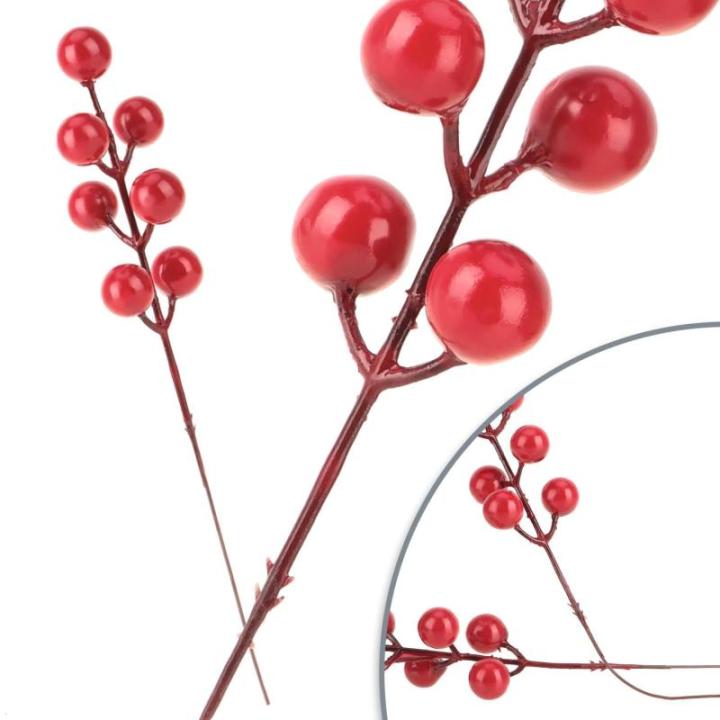 25 x decoratieve takken, decoratieve kleine takken met bessen, decoratieve takken als tafeldecoratie, knutselaccessoires voor doe-het-zelfwerkzaamheden (25 stuks, enkele rode besse