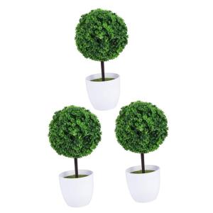 3st Topfpflanze Miniatur-puppenstubenbäume Künstliche Sträucher Und Formschnitte Eingetopfte Gefälschte Pflanze Zimmerpflanze Topfkugeln Bonsai Ball Buchsbaum Pflanze Green Pla