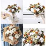 Kunstblumen Kunstblumen-Arrangements mit Vase, unsterblicher Blumenstrauß, Kapok-Sonnenblume, goldene Kugel, Tischdekoration für jeden Anlass