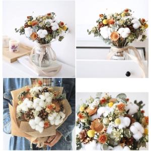 Kunstblumen Kunstblumen-Arrangements mit Vase, unsterblicher Blumenstrauß, Kapok-Sonnenblume, goldene Kugel, Tischdekoration für jeden Anlass