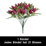 1805 Kunstbloemen, 21 boeketten, kunstbloemen, tulp, boeket, kunstbloemen, decoratie voor bruiloft, huis, feest, festival, bloemstukken
