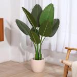 Künstliche Pflanze Künstlicher Paradiesvogel Baum 120cm Plastik Pflanze Palme im Topf Tropical Hawaii Grün Fake Plant für Schlafzimmer Wohnzimmer Garten Deco(1 Pack)