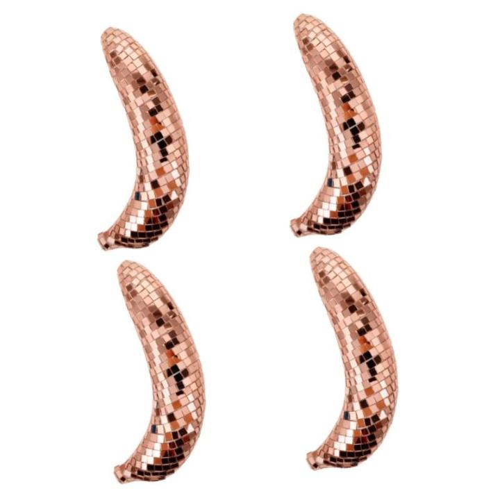 4 Stück Bananenornamente Dekoration Statue Mir Fruchtschmuck Bananen-Wohnkultur Bananenmodus für Disco-Party Disco-Fruchtmodell Disco-Frucht-Requisite dekorative Früchte Schaum