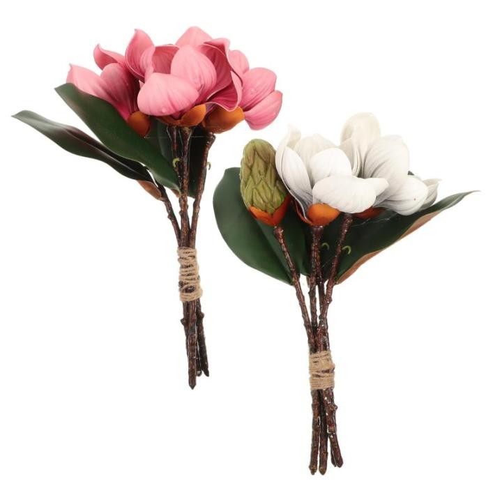 ceramic ornaments 2 Stück künstliche Kunstblumen, Haushaltsdekoration, Blumenstrauß, Dekorationen, Hochzeit, Heimdekoration, simulierte Ornamente, gefälschte Magnolien-Blumen-S