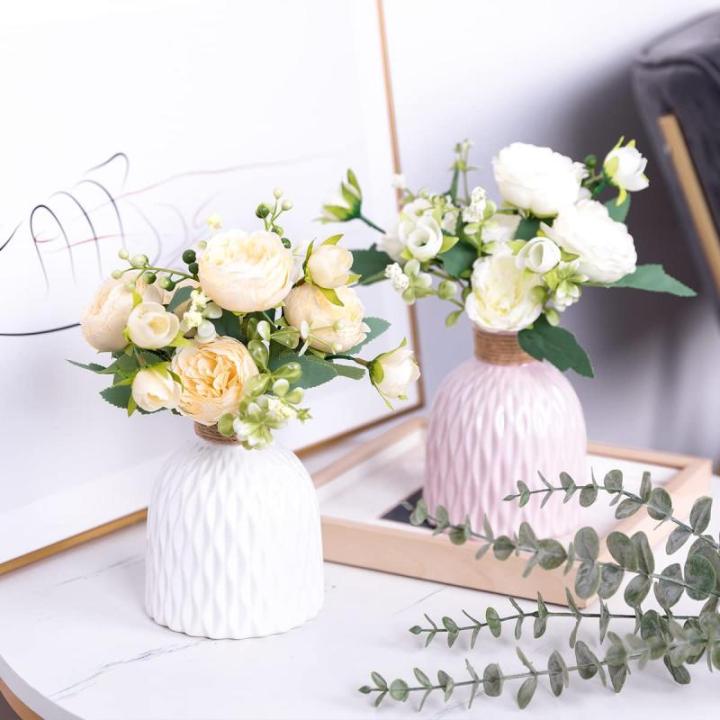 4 Bündel Pfingstrose Künstliche Blumen Champagner Blumen Seidenpfingstrosen Blumensträuße für Hochzeit Partei Tischaufsätze Blumenarrangement Heim Küche Dekor