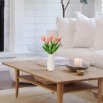 Kunstbloemen, kunsttulpen, net als echte echte tulpen, hoogte 30 cm, met vaas van keramiek, decoratieve kunstplant (lichtroze)