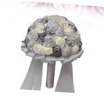 1stk Braut Rose Hochzeitssträuße Für Brautjungfern Braut Hochzeitsstrauß Weißer Blumenstrauß Brautstrauß Aus Strass Braut Rosen Frische Blumen Strauß Braut Silver