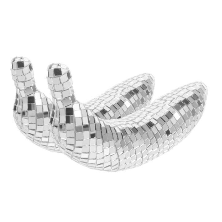 4 Stück Disco-Banane Bananenverzierung Reflektierendes Disco-Ornament Gefälschte Banane Bühnenbeleuchtungskugel Reflektierende Discokugel Hängende Discokugel Bananenfigur Glas