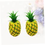 1 Satz Lebensechte Fruchtdekoration Dekorative Ananas Simulation Ananas-Modell Ananas Figur Künstliche Früchte Plastikobst Früchte Foto Requisiten Nachahmung Ananas-Modell 2st