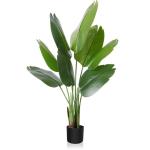 Künstliche Paradiesvogel Pflanze 120cm künstliche Tropische Palme mit 8 Blättern perfekte künstliche Pflanzen im Topf für drinnen und draußen Haus Büro Garten Moderne Dekora