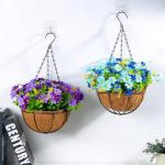 Künstliche Hängeblumen im Korb, Simulationsblumen-Hängekorb für Terrasse, Rasen, Gartendekoration, für die Dekoration Von Außen- und Innenräumen – Blau