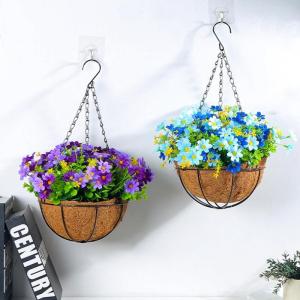 Künstliche Hängeblumen im Korb, Simulationsblumen-Hängekorb für Terrasse, Rasen, Gartendekoration, für die Dekoration Von Außen- und Innenräumen – Blau