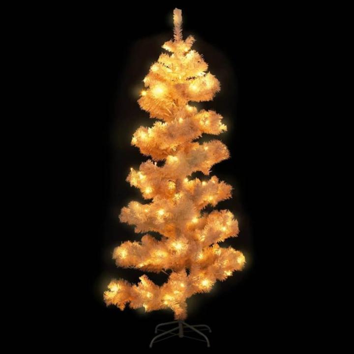 Spiral-Weihnachtsbaum mit Beleuchtung und Ständer Weiß 150 cm Christbaum Dekobaum Kunstbaum mit Ständer Tannenbaum Weihnachten Künstlicher Weihnachtsbaum für Weihnachtsdeko