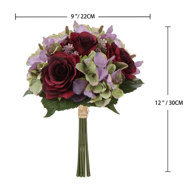 Kunstbloemen kunstboeket kunstplant bloemstukken set van 2 hortensia rozenboeket hoogte 30 cm decoratieve plant voor arrangementen feestdag tafel of bruiloft