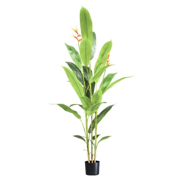 Strelitzie MN-KP-2213 Paradijsvogelbloem, kunstplant, kunstplant, decoratie, in zwarte pot, zeer realistisch, groen, 160 cm