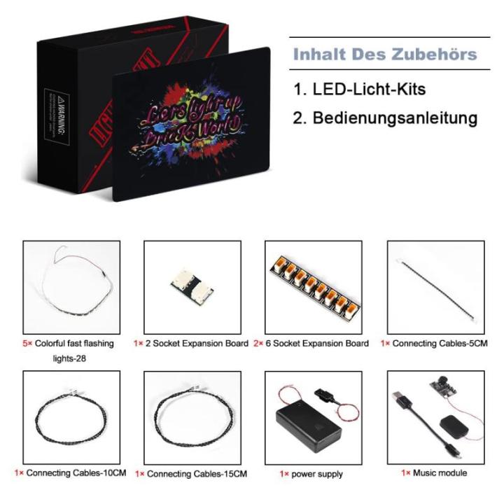 Ledverlichtingsset voor Lego kerstkrans, geluidsversie (speelmuziek) decoratieverlichtingsset voor Lego 40426 2-in-1 adventskrans, creatieve speelgoedverlichting, alleen lichtset, 