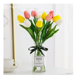 Kunstblumen Künstliche Blumen, Tulpe mit Vase, künstliche Pflanzen, künstliche Pflanzen für Heimdekoration – Seidenblumen-Arrangement für Partys für jeden Anlass