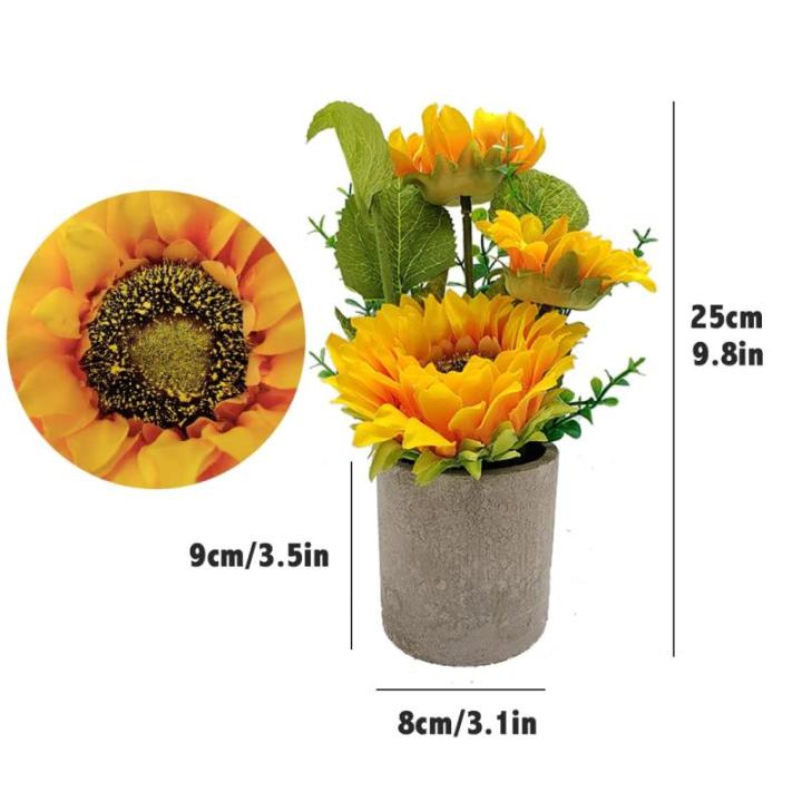 2 stuks kunstzonnebloemen in pot, in pot, tafeldecoratie, kunstplant voor bruiloftsfeestdecoratie