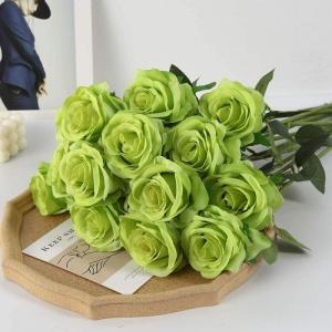 12 stuks Kunstmatige Rozen, 53cm Kunstrozen Enkele Lange Steel , Realistische voor Bruiloftsboeket, Thuis Tuin Woonkamer Hotel Kantoor Decoratie (Grün)
