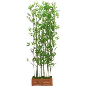 Bamboe bladeren doe-het-zelf decoratiescherm met houten basis faux potplant voor restaurant en kantoor decoratie 1,2 m hoog, natuurlijke en realistische look, eenvoudig te monteren