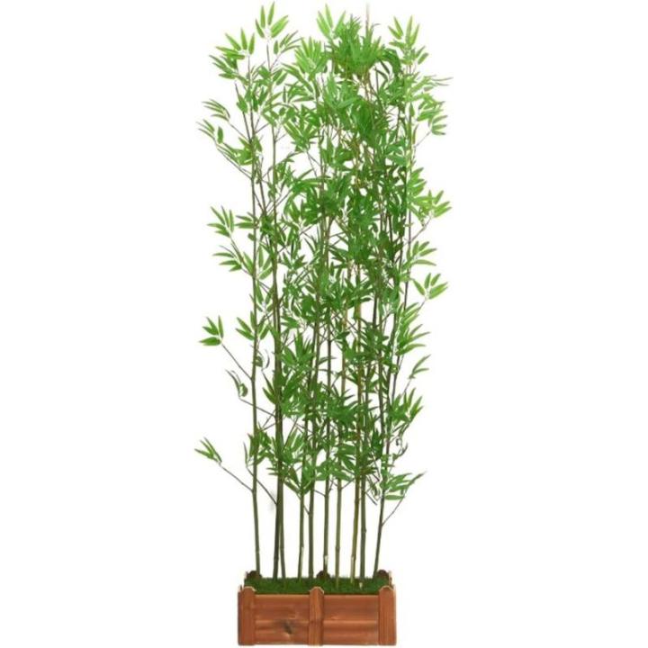 Bamboe bladeren doe-het-zelf decoratiescherm met houten basis faux potplant voor restaurant en kantoor decoratie 1,2 m hoog, natuurlijke en realistische look, eenvoudig te monteren