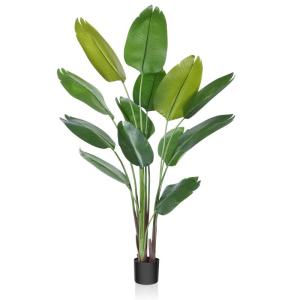 Künstliche Paradiesvogel Pflanze 180cm künstliche Tropische Palme mit 13 Blättern perfekte künstliche Pflanzen im Topf für drinnen und draußen Haus Büro Garten Moderne Dekor
