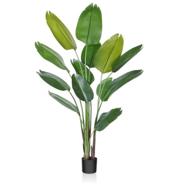 Künstliche Paradiesvogel Pflanze 180cm künstliche Tropische Palme mit 13 Blättern perfekte künstliche Pflanzen im Topf für drinnen und draußen Haus Büro Garten Moderne Dekor