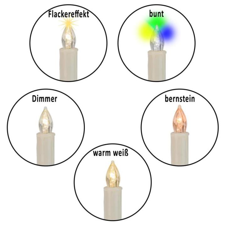 31852 Kerstboomkaarsen, set met 12 draadloze led-kerstboomkaarsen om vast te klemmen, 6 zuignappen, 6 houders in stervorm en 4 punten, werkt op batterijen, met afstandsbediening