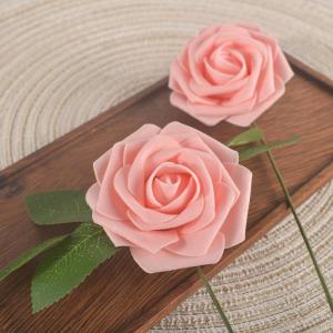 Kunstroos, van schuim met stengel voor thuisdecoratie, bruidsboeketten, feesten, tafelversiering, jubilea, 25 stuks, roze