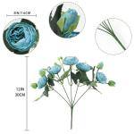 4 bundels pioenroos, kunstroos met 20 koppen, namaakpioenroos, zijde, bloemen, boeketten voor bruiloft, thuis, tafel, feest, raamdecoratie, blauw