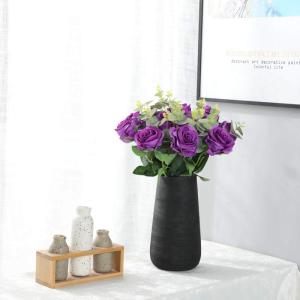 Kunstmatige Zijde Roos Bloem Enkele Stam Levensechte Nep Roos voor Bruiloft Boeket Bloemenarrangementen Huis Feest Bloemstuk Decoratie, 10 stuks (Paars)