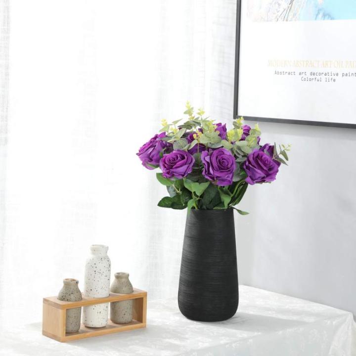 Kunstmatige Zijde Roos Bloem Enkele Stam Levensechte Nep Roos voor Bruiloft Boeket Bloemenarrangementen Huis Feest Bloemstuk Decoratie, 10 stuks (Paars)