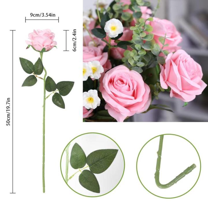 10 stuks rozen kunstzijden bloemen boeket thuis kantoor bruiloftsarrangementen (lichtroze)