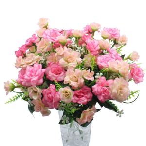 4 stuks kunstrozenbloemen, nepboeket, kunstzijde, bloemplanten, bloemstuk voor doe-het-zelf, binnen, buiten, keukentafel, tuinkantoor, bruiloftsfeestdecor - roze en lichtroze