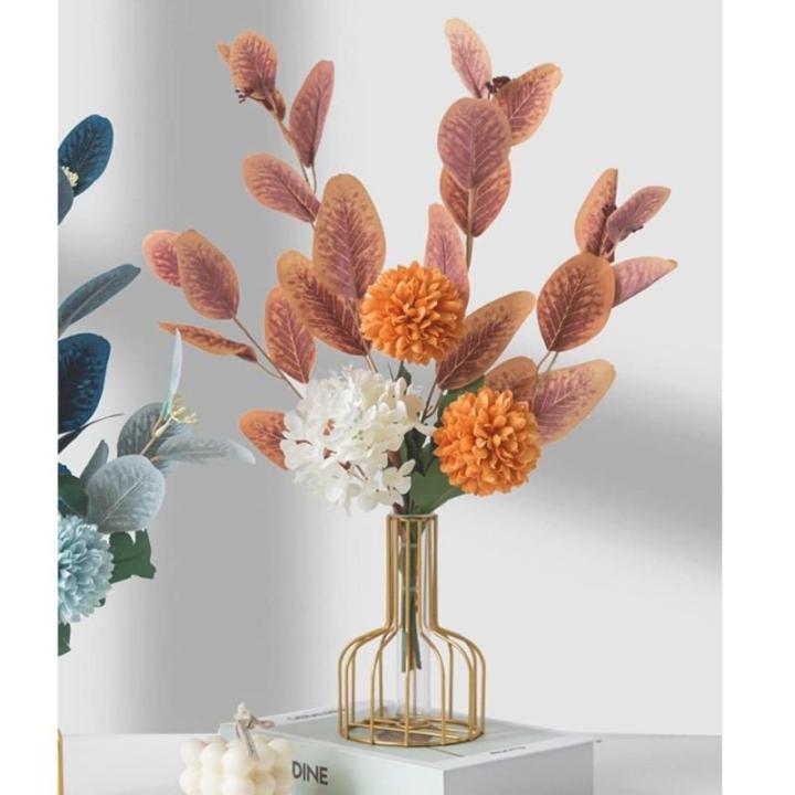 Kunstblumen Künstliche Blumen-Pflanzen-Set, künstliche Seidenblumen mit Leichter Luxus-Vase aus Schmiedeeisen, für den Hochzeitshausgarten für jeden Anlass