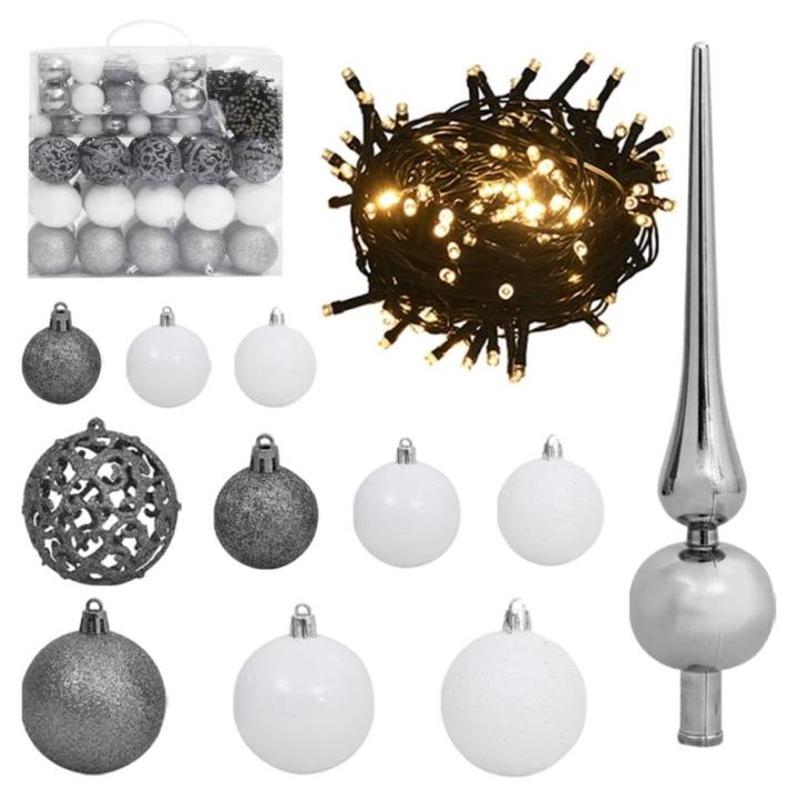 Künstlicher Weihnachtsbaum Klappbar Christbaum Kunstbaum Weihnachten Dekobaum Künstlicher Weihnachtsbaum Tannenbaum Weihnachtsdeko 300 LEDs & Kugeln 210 cm Grün und Weiß