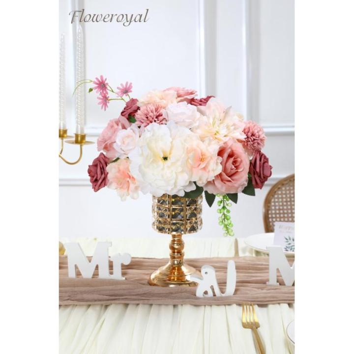 Künstliche Blumen Combo Rosa Blumen Mix Seidenblumen Dahlie Rosen mit Stielen für DIY Hochzeit Brautsträuße Babyparty Blumenarrangement Tischdekoration Heimdekorationen