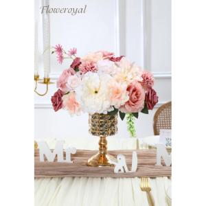 Kunstbloemen combo roze bloemen mix zijden bloemen dahlia rozen met stelen voor bruiloft, bruidsboeketten, tafeldecoratie, babyshower, bloemstuk, woondecoraties