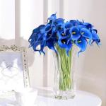 20 stuks kunstmatige Calla lelie, bruid, latex, ware aanraking, familie, decoratie, feest, bruiloft, hotel, decoratie, boeket (koningsblauw)