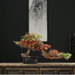 Künstlicher Bonsai-Baum Künstliche Pflanzen, 23 cm, schwarzer Keramiktopf, künstlicher Bonsai-Baum, künstliche Topfpflanze for Zuhause, Büro, Hochzeit, Gartendekoration Künst