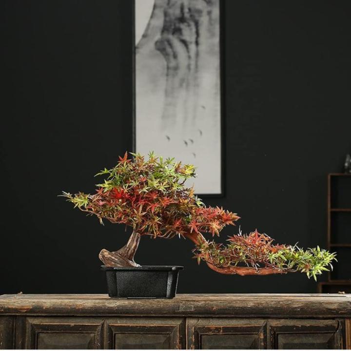 Künstlicher Bonsai-Baum Künstliche Pflanzen, 23 cm, schwarzer Keramiktopf, künstlicher Bonsai-Baum, künstliche Topfpflanze for Zuhause, Büro, Hochzeit, Gartendekoration Künst