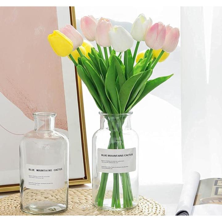 30 stuks kunstmatige tulpen bloemen nep tulpen boeket real touch bloemen voor decoratie (roze)